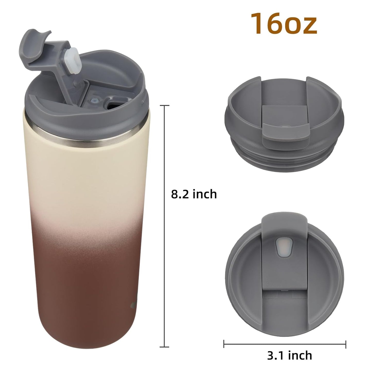 Konokyo Tumbler with Lid, 16 oz Travel Coffee Mug Double Wall Vacuum Stainless Steel Thermal Metal Cup Insulated Water Bottle,Navy Blue