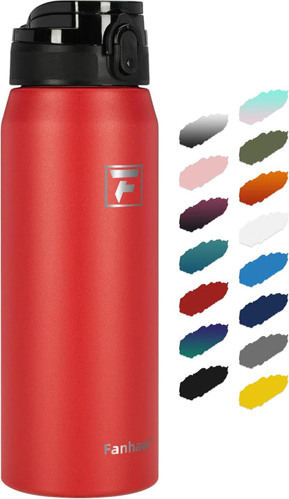 Fanhaw 20 oz Insulated Stainless Steel Water Bottle with Anti-Dust Chug Lid, Leakproof Vacuum Metal Everyday Use Bottle for Kids, Teens & Adults, Back to School Essentials (Green Blue)