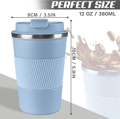 SPLMIFA Vacuum-Insulated Stainless Steel Travel Coffee Mug, Leak-Proof Reusable Coffee Cup with Lid - Keep Hot & Cold Drinks for Hours, Durable Insulated Tumbler for Men & Women(3rd-Black, 12OZ)