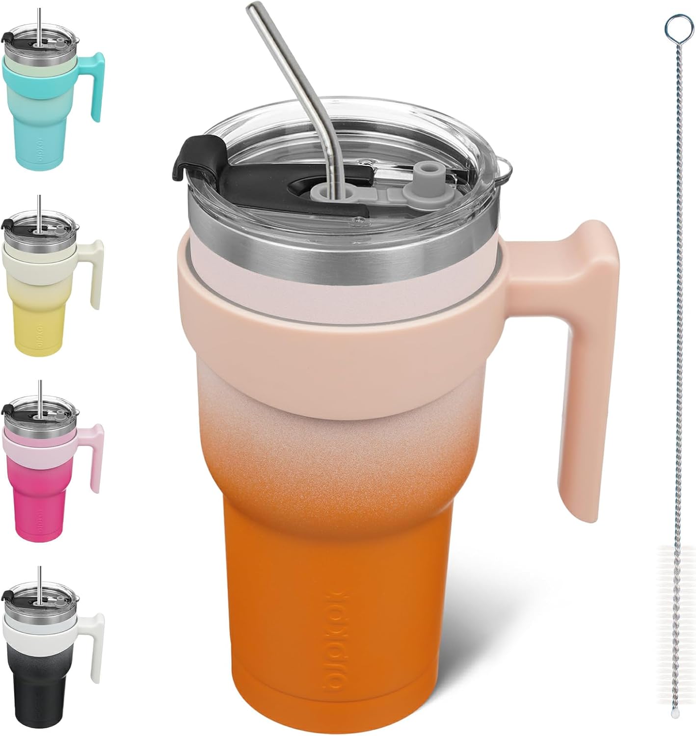 BJPKPK Tumbler With Handle And Straw Lid 40 oz Stainless Steel Insulated Coffee Tumbler Cups For Home, Office or Car,Turquoise