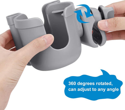 Accmor Stroller Cup Holder with Phone Holder, Bike Cup Holder, Universal Cup Holder for Uppababy Nuna Doona Strollers, 2-in-1 Cup Holder for Walker, Wheelchair, Scooter - Colors A