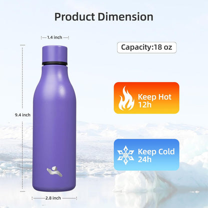Konokyo Insulated Water Bottle with Strap,18 oz Double Wall Stainless Steel Vacuum Bottles Metal Water Flask,Macaron Green - Colors A