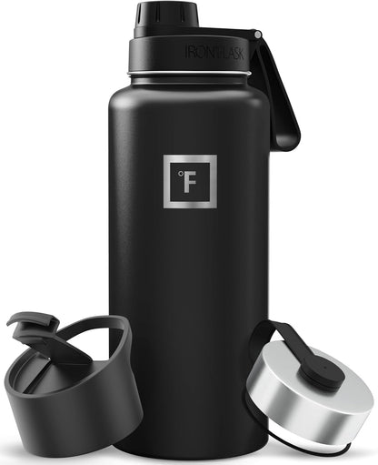 IRON °FLASK Camping & Hiking Hydration Flask with Straw, Wide Mouth Insulated Stainless Steel Sports Water Bottle - 22 oz Aurora