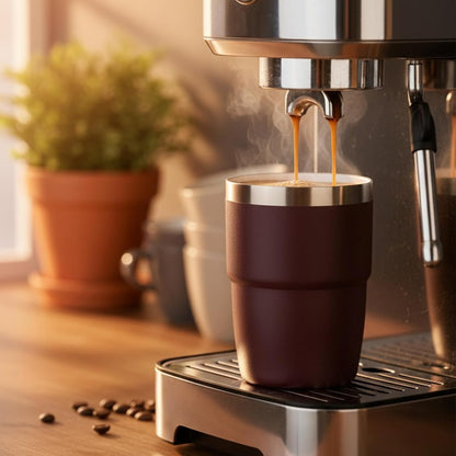 Zenbo 8 oz Stackable Espresso/Coffee Cups with Magnetic Lid, Ceramic-Lined 18/8 Stainless Steel Mini Tumblers, Double-Wall Vacuum Insulated & Dishwasher Safe for Travel & Office (Sage Green-2 Pack)