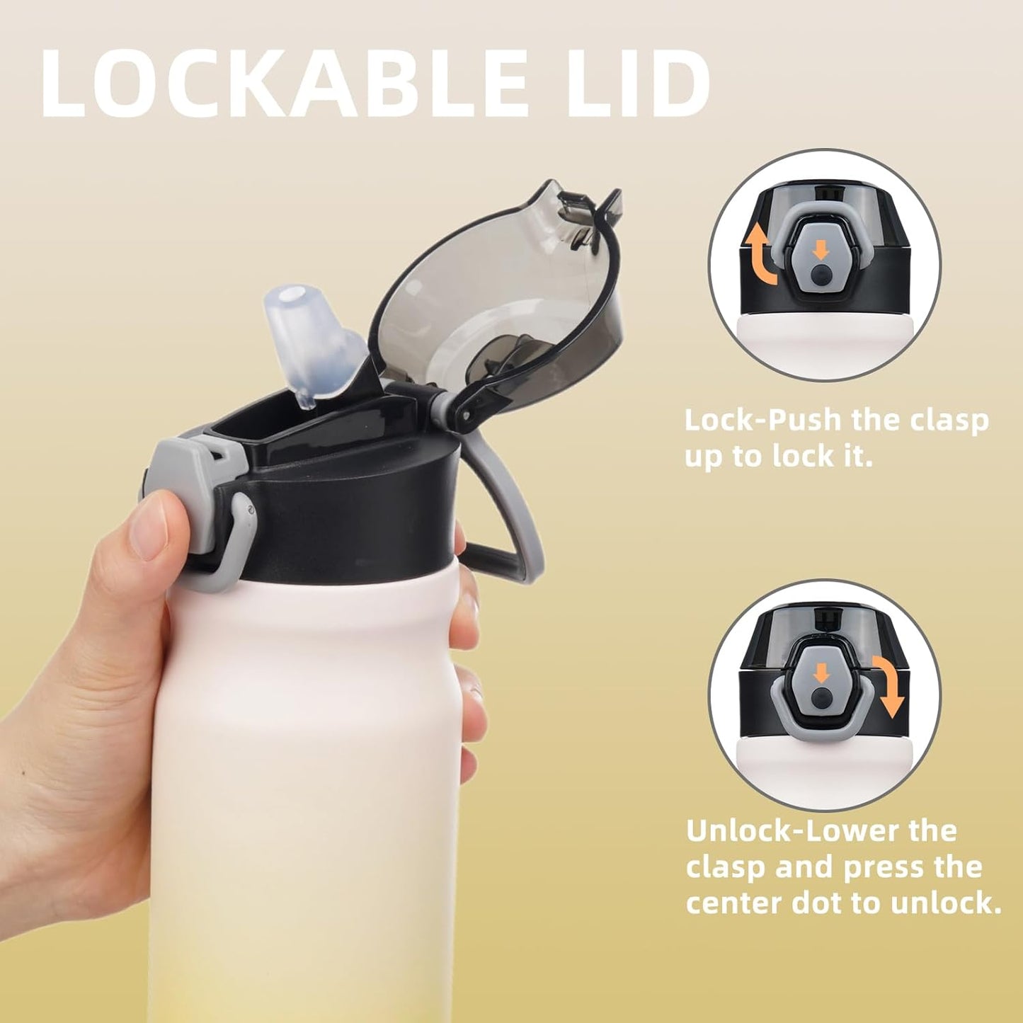 Konokyo 18 oz Insulated Water Bottle with Straw Lid, Stainless Steel Vacuum Sports Water Bottle, Leak-Proof Reusable Metal Flask with Carry Loop, BPA-Free Travel Bottle for Gym, School, Office