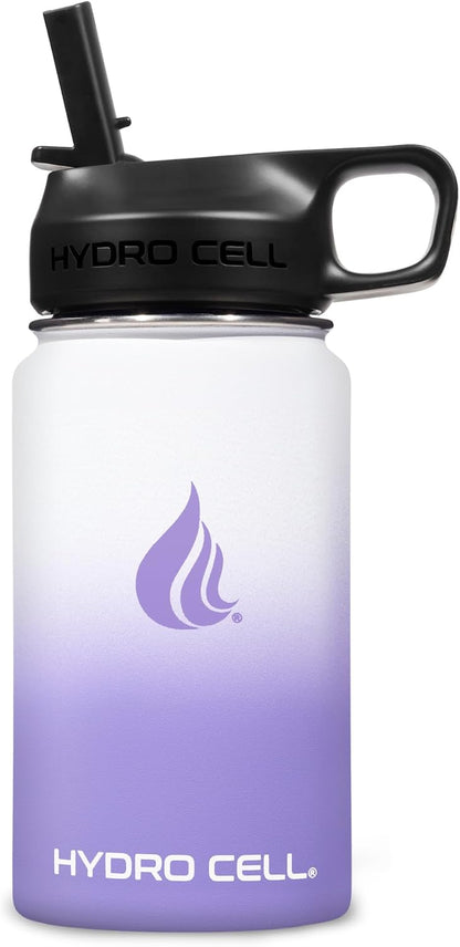 HYDRO CELL Stainless Steel Insulated Water Bottle with Straw - For Cold & Hot Drinks - Metal Vacuum Flask with Screw Cap and Modern Leakproof Sport Thermos for Adults (Neon 18oz)