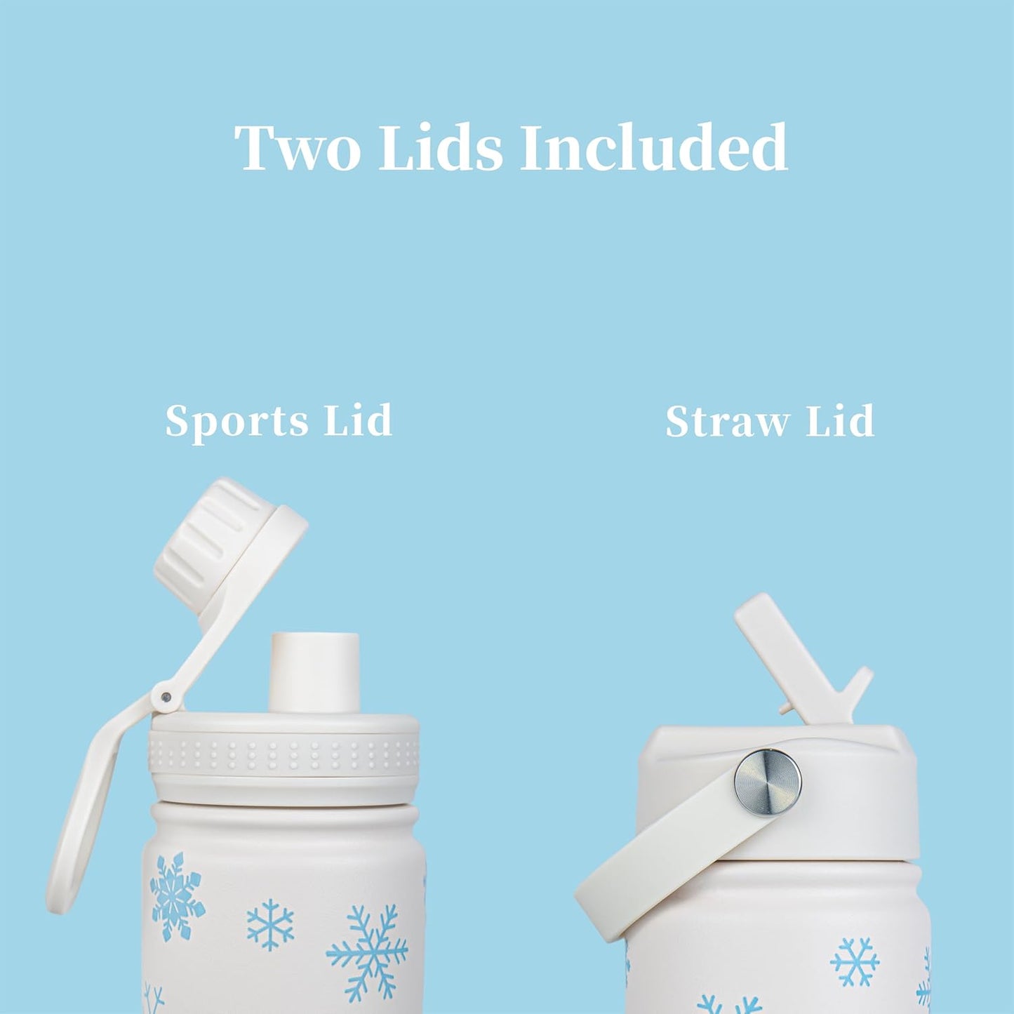 25oz Insulated Stainless Steel Aesthetic Cute Water Bottle - 2 Lids Included (Straw + Sport Handle), Leakproof BPA-Free, Dreamy Cream Cute Floral Design, Perfect Gym/Yoga/Office Companion