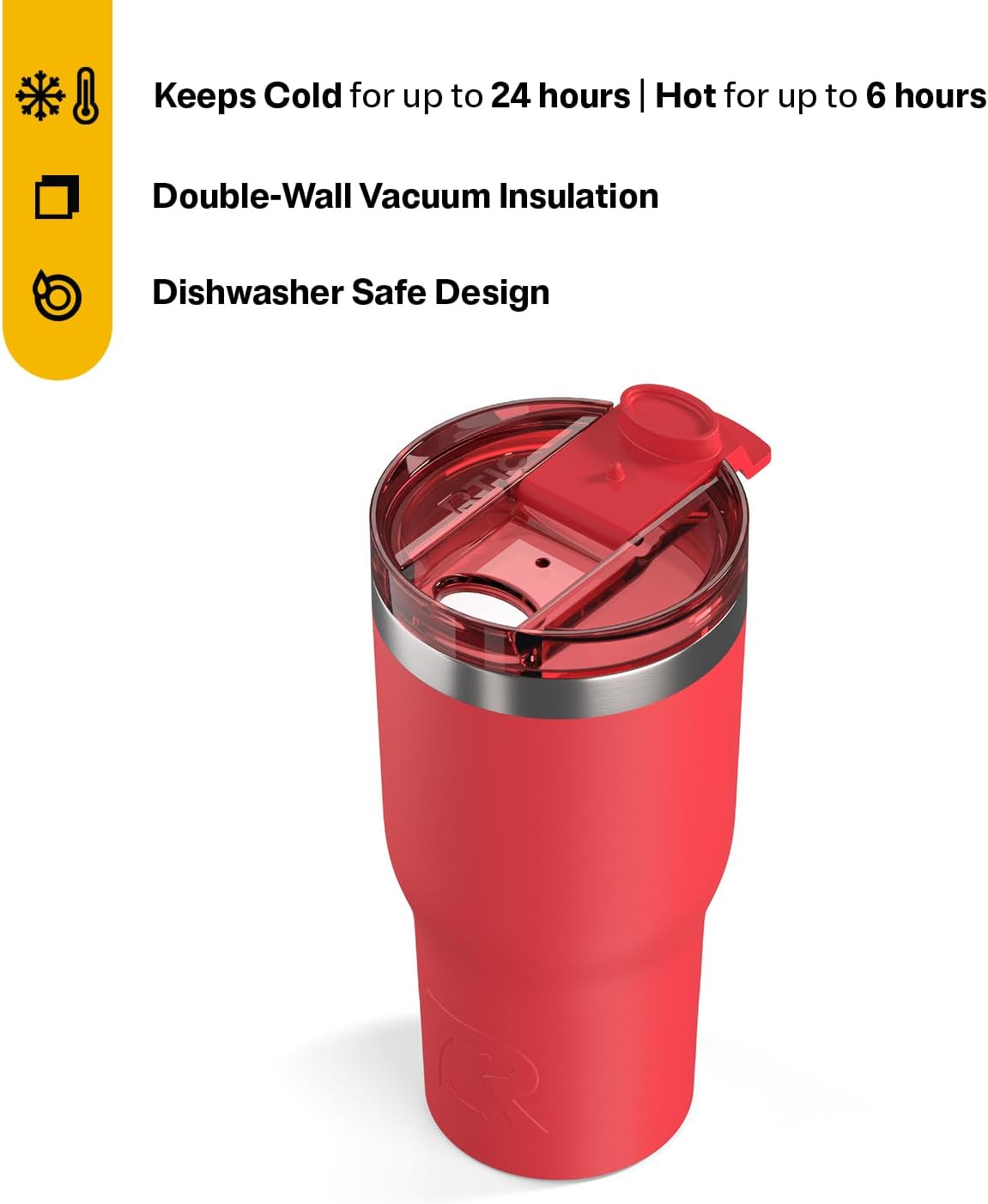 RTIC 20oz Essential Tumbler with Lid, Ceramic Lined, Insulated, Stainless Steel, Metal, Double Wall Vacuum-Insulation, Travel Cup for Iced Coffee, Tea, Hot and Cold Drink, Graphite
