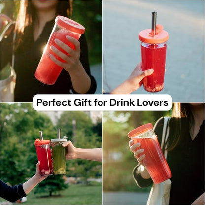 Dodoko Sage Green 24 oz Reusable Boba Cup and Straw Bubble Tea Cup with Wide Lid and Straw