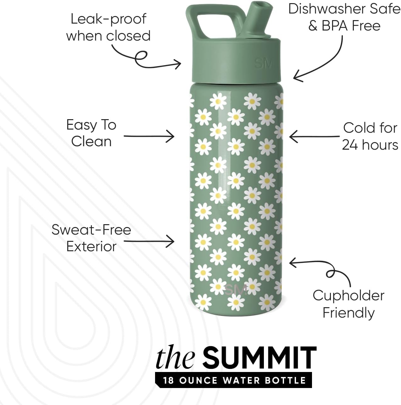 Simple Modern Kids Water Bottle with Straw Lid | 14oz Insulated Stainless Steel Kids Tumbler & Spill Proof Toddler Cup for School, Girls, Boys | Summit | Chloe Floral - Colors B