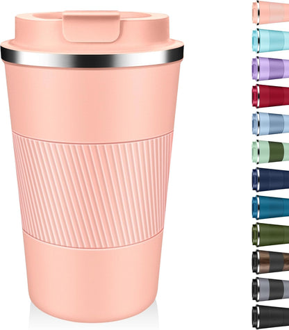Insulated Coffee Tumbler 12 oz, Stainless Steel Coffee Mug with Lids, Travel Coffee Mug Leak Proof, Double Wall Vacuum Insulated Reusable Coffee Cup, Keep Drinks Hot and Cold (Sky Blue, 12 Ounces)