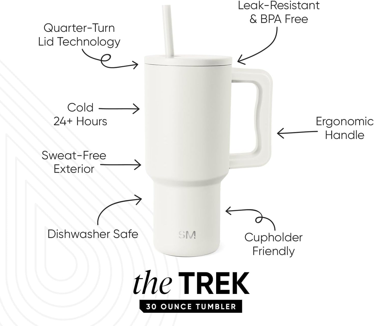 Simple Modern 40 oz Trek Tumbler with Handle and Straw Lid | Cup Holder Friendly Insulated Stainless Steel Travel Mug | Sea Glass Sage - Colors B