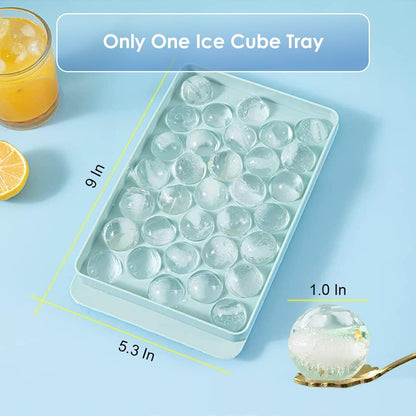 WIBIMEN Ice Cube Tray with Lid and Bin - Round Ice Trays for Freezer with Lid - Ice Cube Trays for Freezer with Ice Container (1"-2PACK Blue)