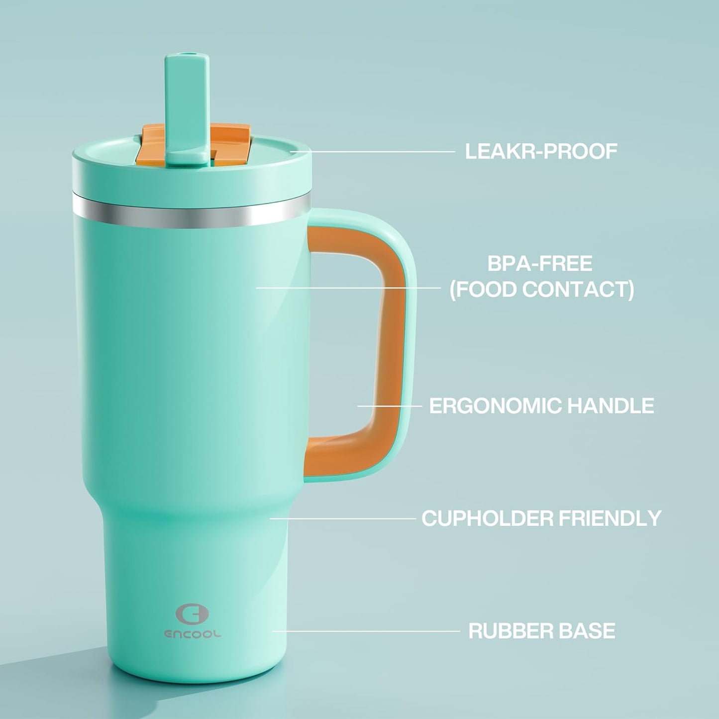40 oz Tumbler with Handle and Straw: Stainless Steel Insulated Tumbler Keeps Cold for 24 Hours, Leakproof Travel Cup Fits in Cup Holder and BPA-Free, Cotton Candy