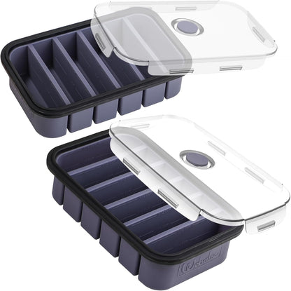 Webake Water Bottle Ice Cube Tray with Silicone Lids, 2 Pcs Long Ice Stick Molds - Stackable & Space-Saving, Perfect for Highball Drinks, Cocktail Parties & Sports Bottles