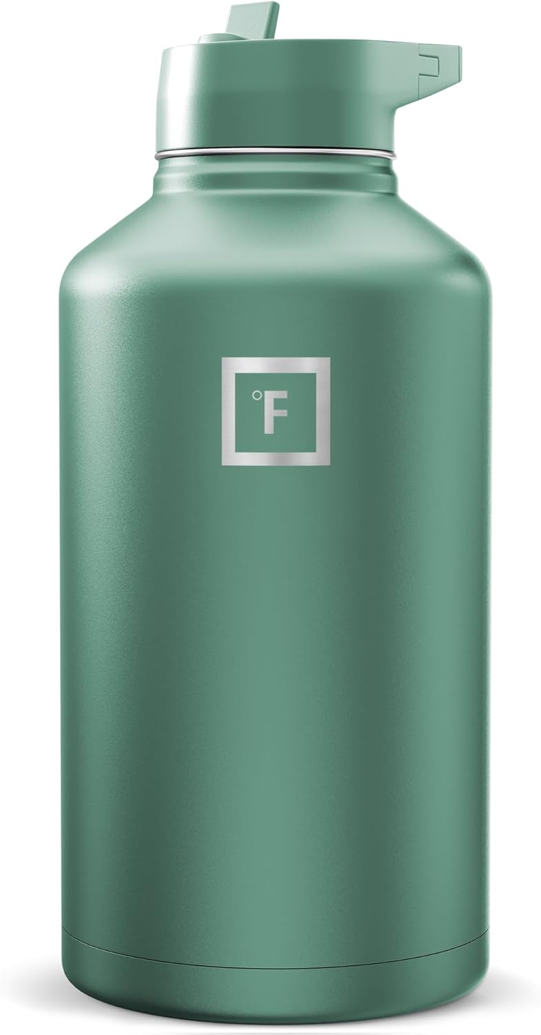 IRON °FLASK Camping & Hiking Hydration Flask with Straw, Wide Mouth Insulated Stainless Steel Sports Water Bottle - 40 oz Midnight Black