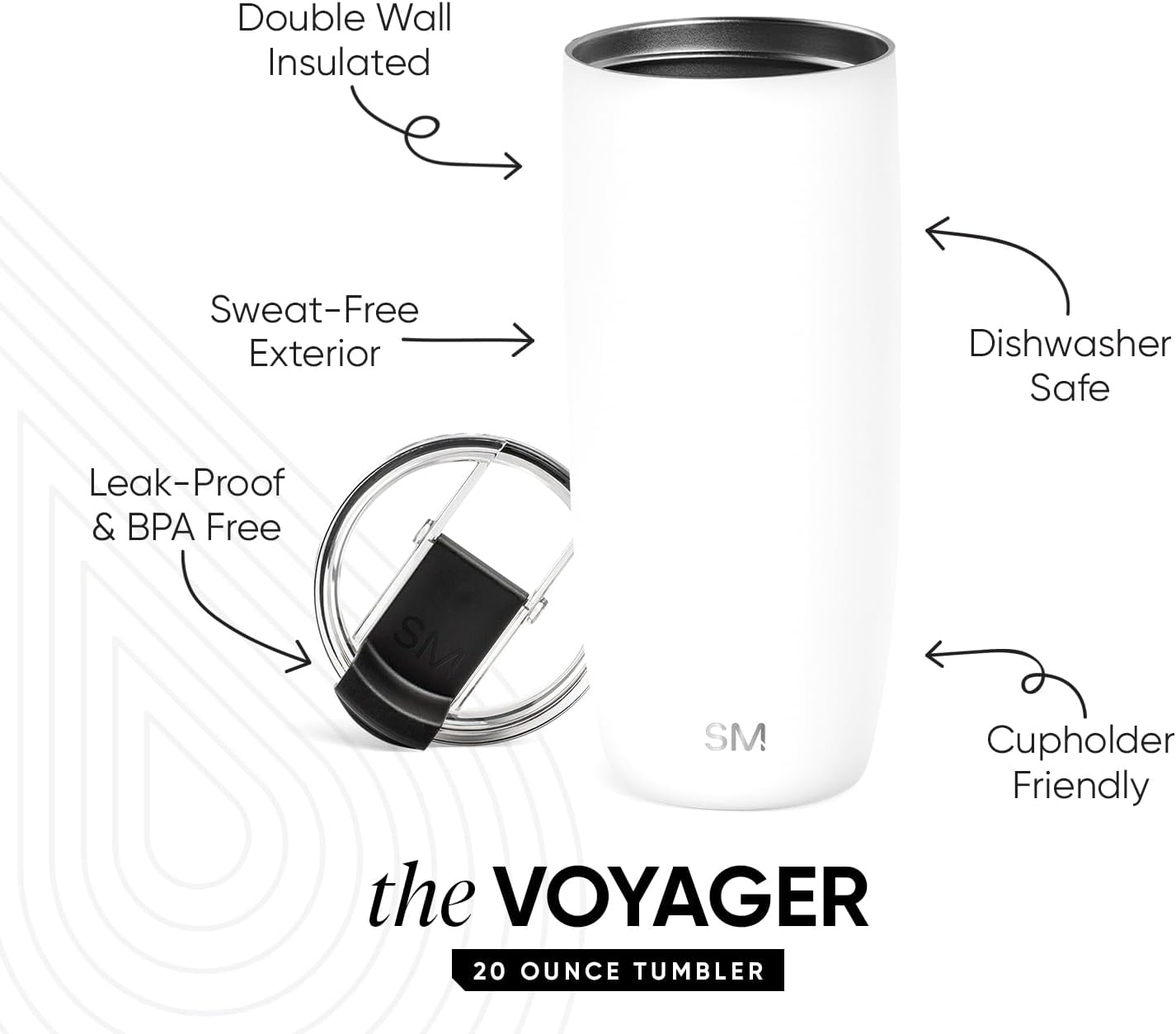 Simple Modern Voyager Tumbler with Flip Lid | Travel Coffee Mug | Insulated Stainless Steel Cold Brew Iced or Hot Coffee Cup | Gifts for Women Men Her Him | 16oz, Almond Birch