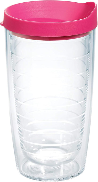 Tervis Clear & Colorful Lidded Made in USA Double Walled Insulated Tumbler Travel Cup Keeps Drinks Cold & Hot, 24oz, Black Lid, 1 Count (Pack of 1)