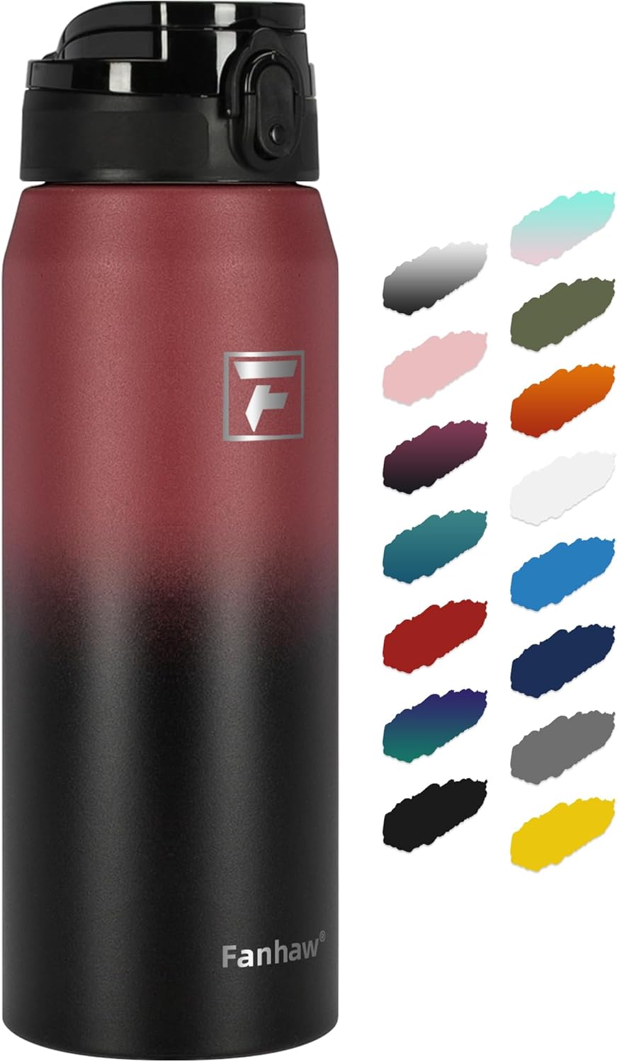 Fanhaw 20 oz Insulated Stainless Steel Water Bottle with Anti-Dust Chug Lid, Leakproof Vacuum Metal Everyday Use Bottle for Kids, Teens & Adults, Back to School Essentials (Green Blue)