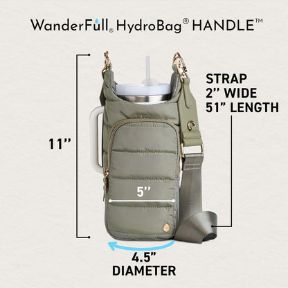 WanderFull Original HydroBag Handle® Zipper Slot for Handle, Hands-Free Crossbody Water Bottle Holder & Tumbler Accessories