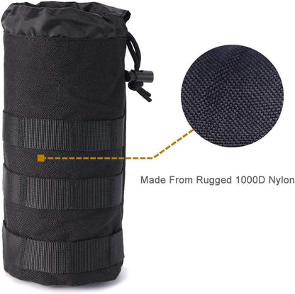Upgraded Sports Water Bottles Pouch Bag, Tactical Drawstring Molle Water Bottle Holder Tactical Pouches, Travel Mesh Water Bottle Bag Tactical Hydration Carrier