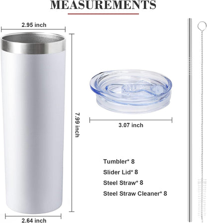 20 oz Skinny Tumblers with Lid and Straw,Stainless Steel Vacuum Insulated Tumbler Cup Double Wall Travel Coffee Mug, Thermal Water Tumbler for Hot and Cold Drinks(Rose Gold,1)