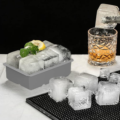 ROTTAY Ice Cube Trays (Set of 2), Sphere Ice Ball Maker with Lid & Large Square Ice Cube Maker for Whiskey, Cocktails and Homemade, Keep Drinks Chilled Black