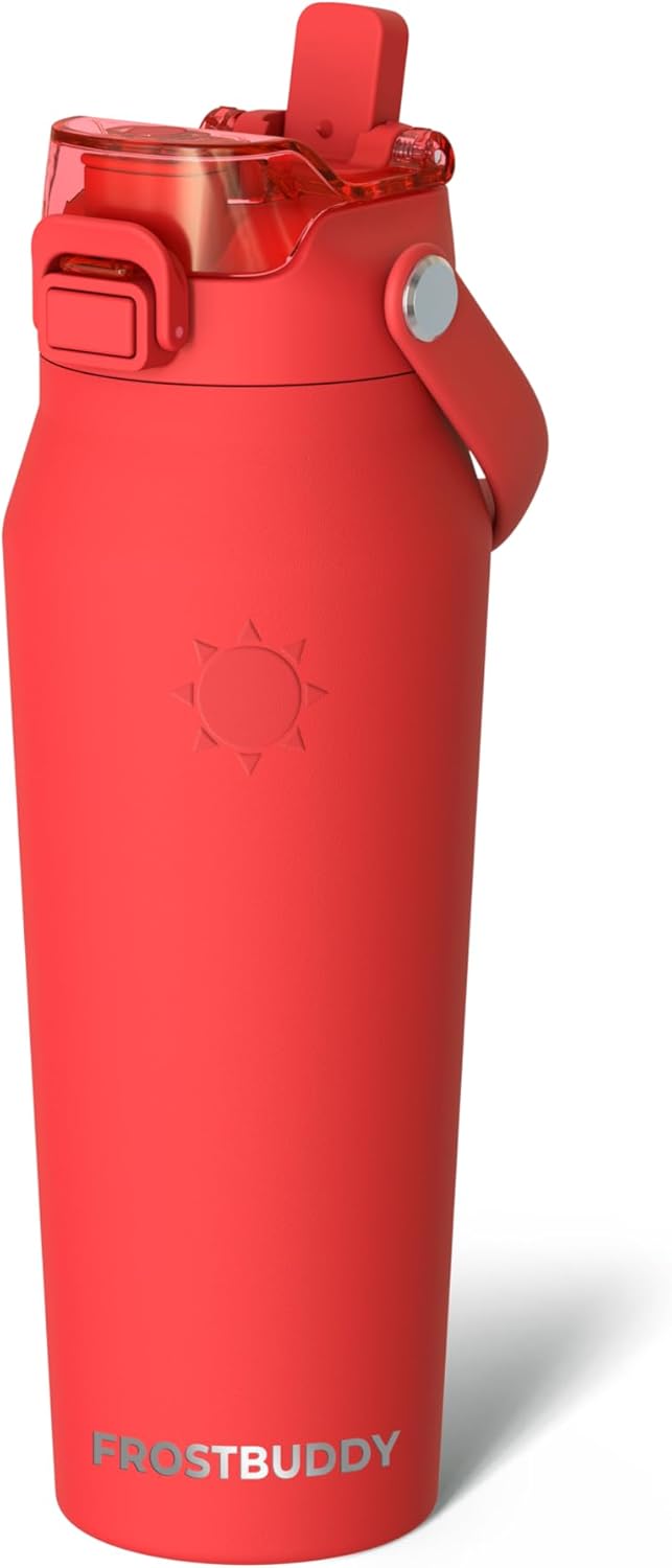 Frost Buddy 24oz Insulated Water Bottle with Straw & Chug Lid | Leak-Proof Stainless Steel | 24-Hours Cold | Sweat-Proof, Cup Holder Friendly | Ideal for Gym, Travel, Sports & Everyday Hydration - Colors B
