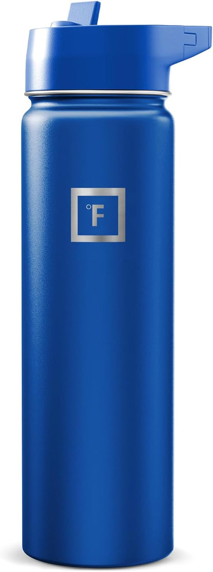 IRON °FLASK Camping & Hiking Hydration Flask with Straw, Wide Mouth Insulated Stainless Steel Sports Water Bottle - 22 oz Aurora