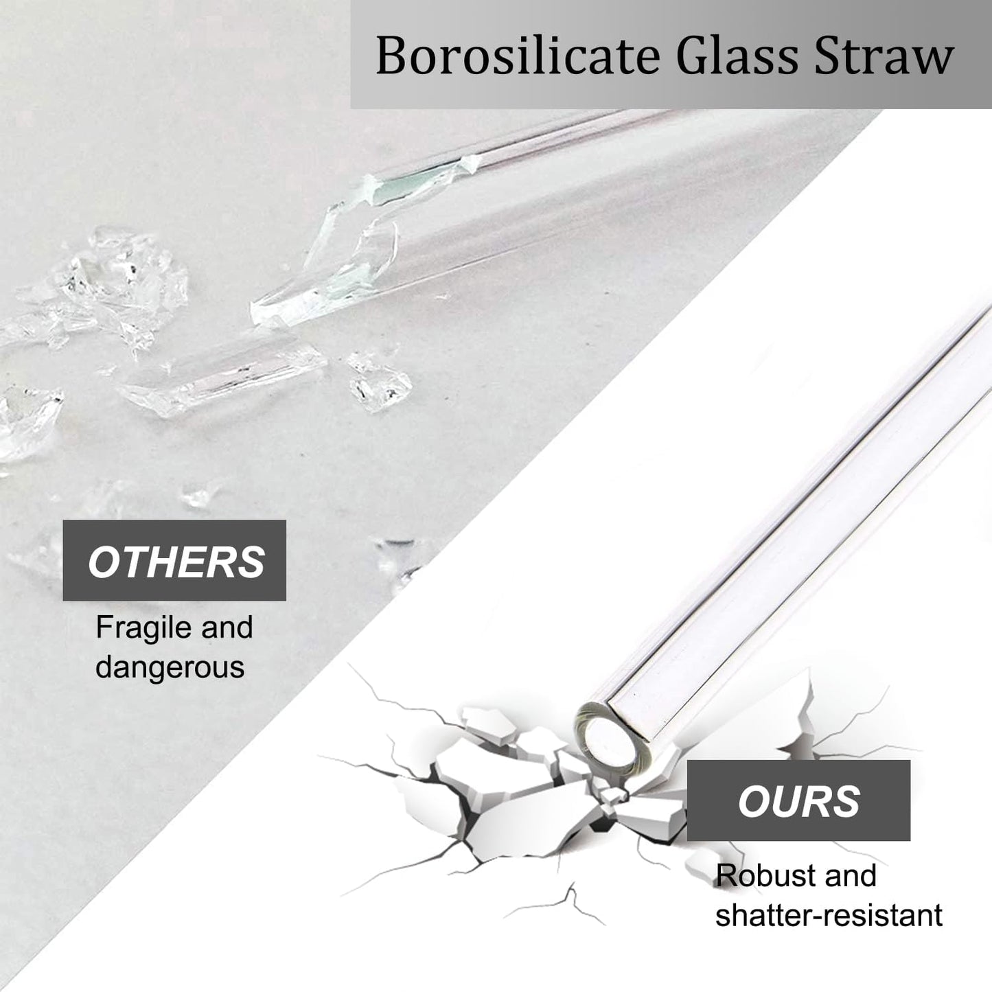 12" Glass Straw for Stanley 40 oz Cup Tumbler, Replacement Stanley Straw, 6 Pack Clear Glass Straw with Cleaning Brush, Reusable Stanley Cup Accesspries