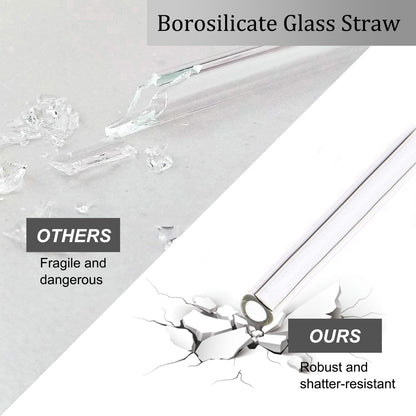 12" Glass Straw for Stanley 40 oz Cup Tumbler, Replacement Stanley Straw, 6 Pack Clear Glass Straw with Cleaning Brush, Reusable Stanley Cup Accesspries