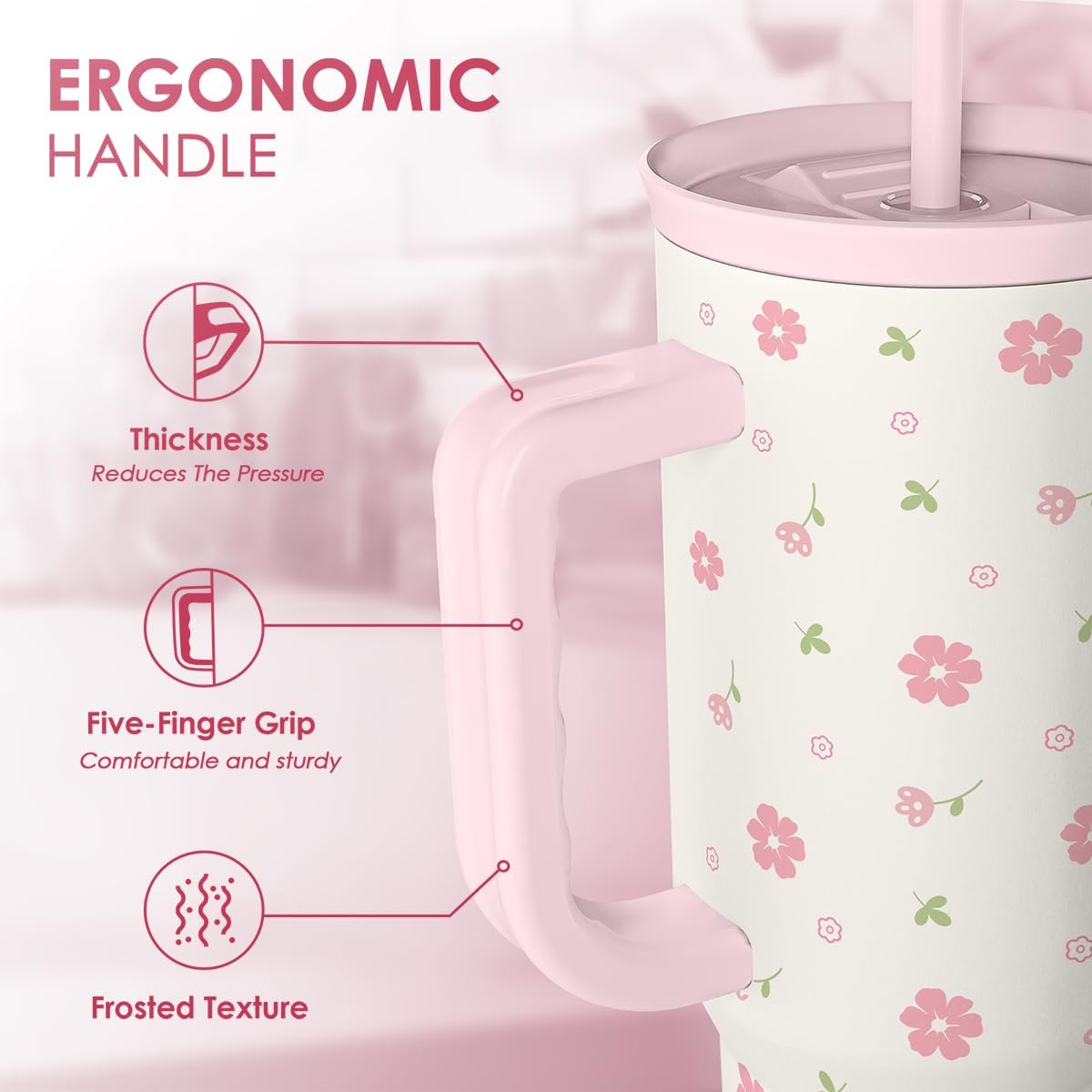 SANDJEST Pickleball 40oz Tumbler With Handle and Straw, Pickleball Queen Insulated Stainless Steel Travel Coffee Mug for Women Girls Players, Gift Idea for Birthday Christmas Mothers Day