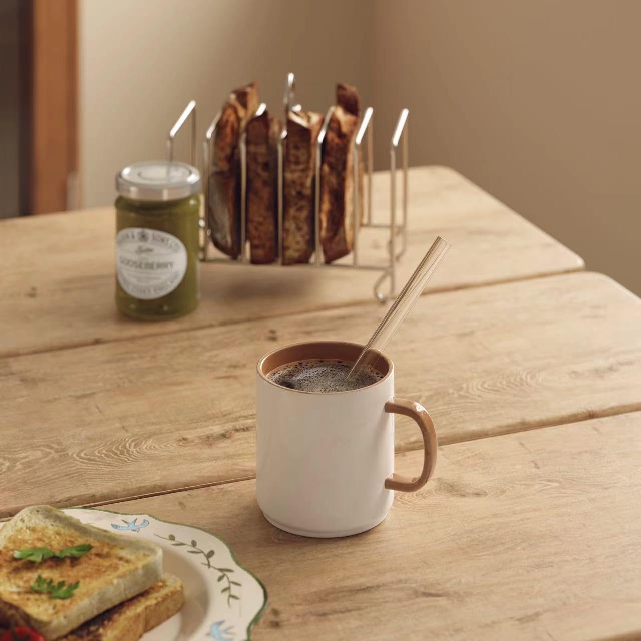 6 PCS Reusable Glass Drinking Straw, Replacement Straw 7.88'' x 8MM Clear Practical Straw for 20/30/32oz Tumblers Smoothie Straws 3 Straight 3 Bent with 1 Cleaning Brush for Coffee Tea Juice Milkshake