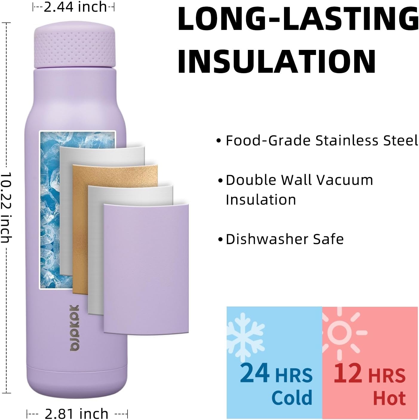 BJPKPK Stainless Steel Water Bottle,21oz insulated Reusable Bottle,Leakproof Metal Thermal Flask Double Wall,Keep Drinks Cold and Hot,Mint Green