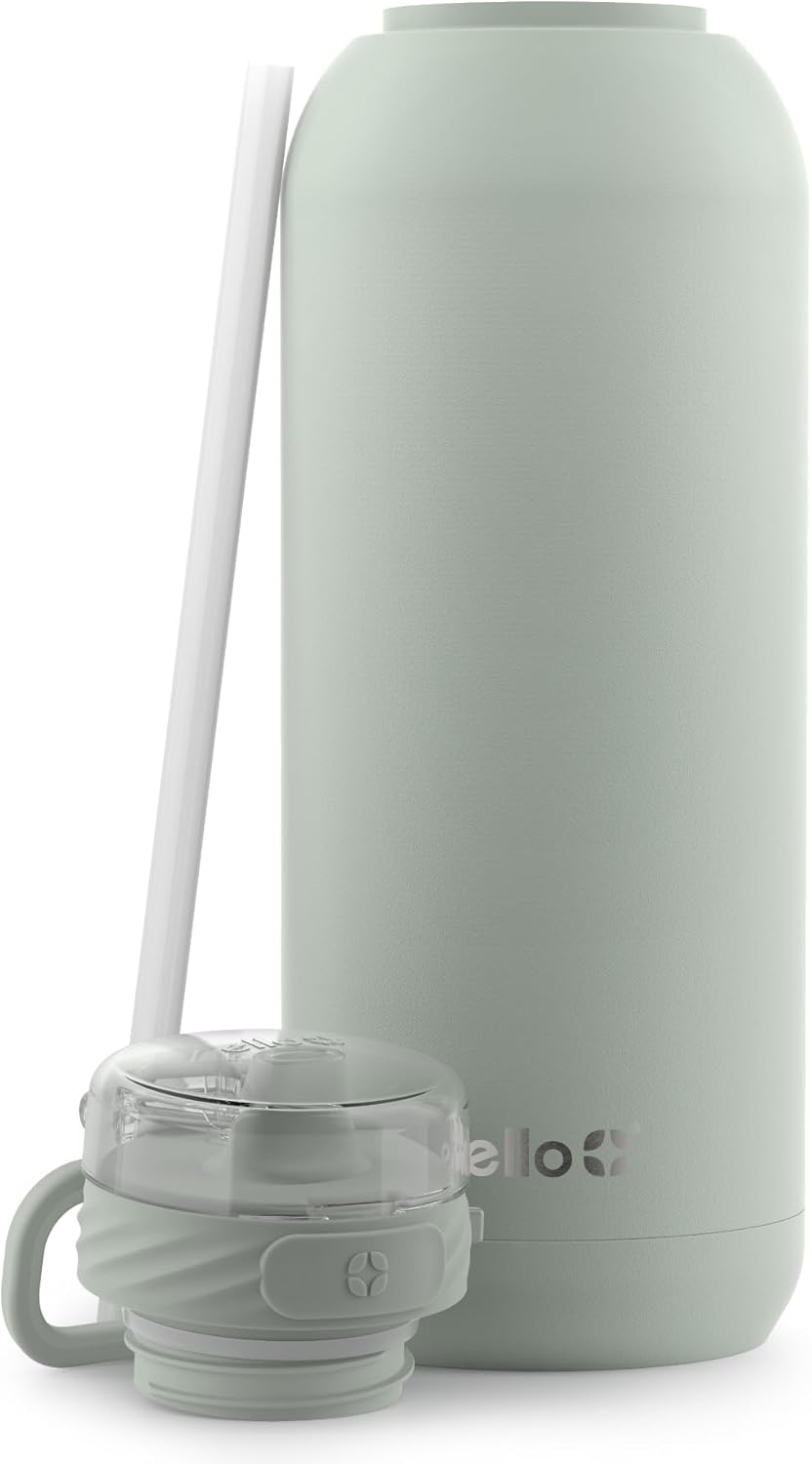 Ello Cooper 22oz Stainless Steel Water Bottle with Straw and Carry Handle, Double Walled and Vacuum Insulated Metal, Leak Proof Locking Lid with Soft Silicone Spout, Reusable, BPA Free, Lilac