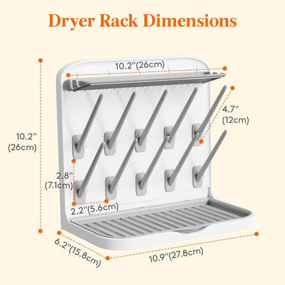 Lifewit Large Baby Bottle Drying Rack 15 Hooks, Newborn Essentials Must Haves, Bottle Storage Organizer for Countertop, Cabinet, Rack Dryer Holder for Pacifiers, Pump Parts, Baby Stuff