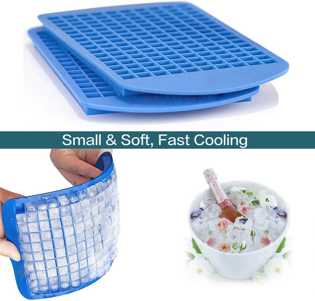 Mini Ice Cube Trays for Freezer 1 Pack — 160 Small Crushed Ice Cube Molds, BPA Free Food Grade Silicone, Easy Release Stackable Trays for Iced Coffee, Whiskey, Cocktail & Drinks