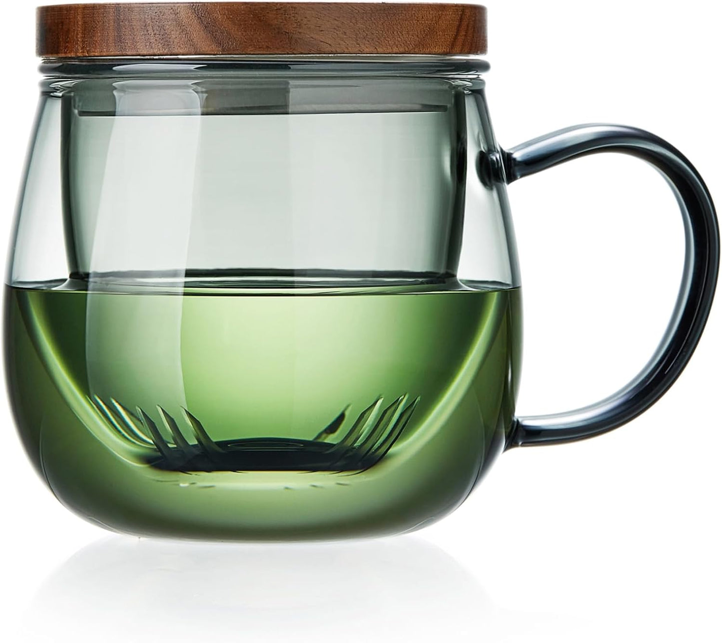 DOPUDO Glass Tea Cup with Infuser and Lid, 17.6oz/520ml Large Borosilicate Teacup,Tea Glass, Clear Mug for Loose Leaf Tea, Blooming Tea, Microwave & Dishwasher Safe - Tea Maker Gift for Birthday.