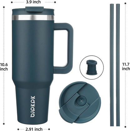 BJPKPK 30oz Stainless Steel Insulated Tumbler With Handle And Lid Straw Travel Coffee Mug Thermal Cup,Black