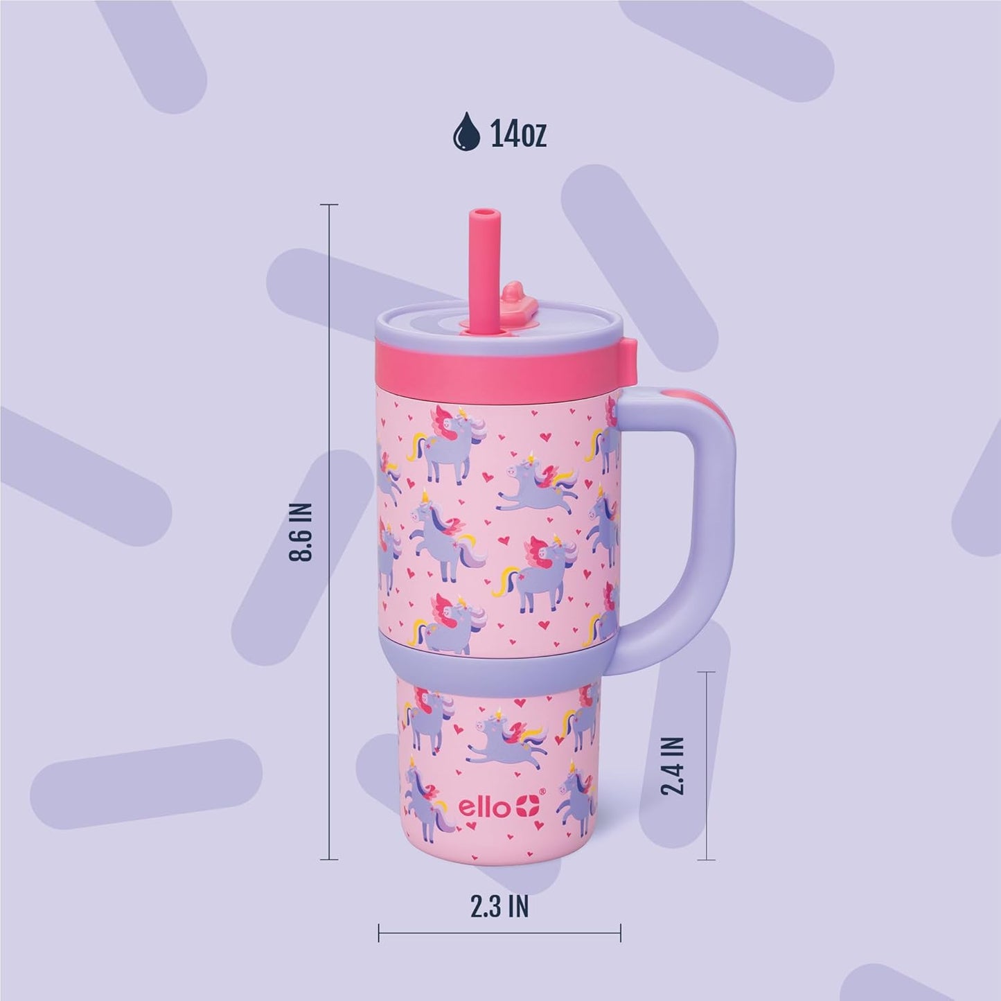 Ello Oasis 18oz Kids Tumbler with Handle & Retracting Straw, 100% Leakproof Reusable Insulated Stainless Steel Cup, Gifts for Teens Girls Boys, Keeps cold for 18 Hours, Cup Holder Friendly, Glacier