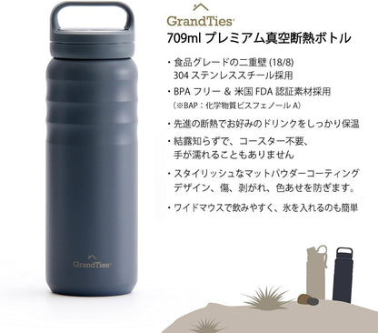 GRANDTIES 2 Lids Sports Stainless Steel Water Bottles – Wide Mouth Vacuum Insulated Reusable Leak Proof BPA-Free Travel Metal Canteen, Thermal Bottles for Men Women Gym (Ivory White 32 oz)