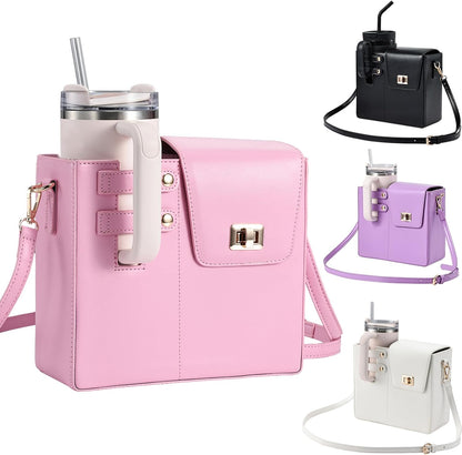 Outdoor Portable Crossbody Water Cup Purse Bag Water Bottle Carrier Bag with Phone Pocket Tumbler Carrier with Strap