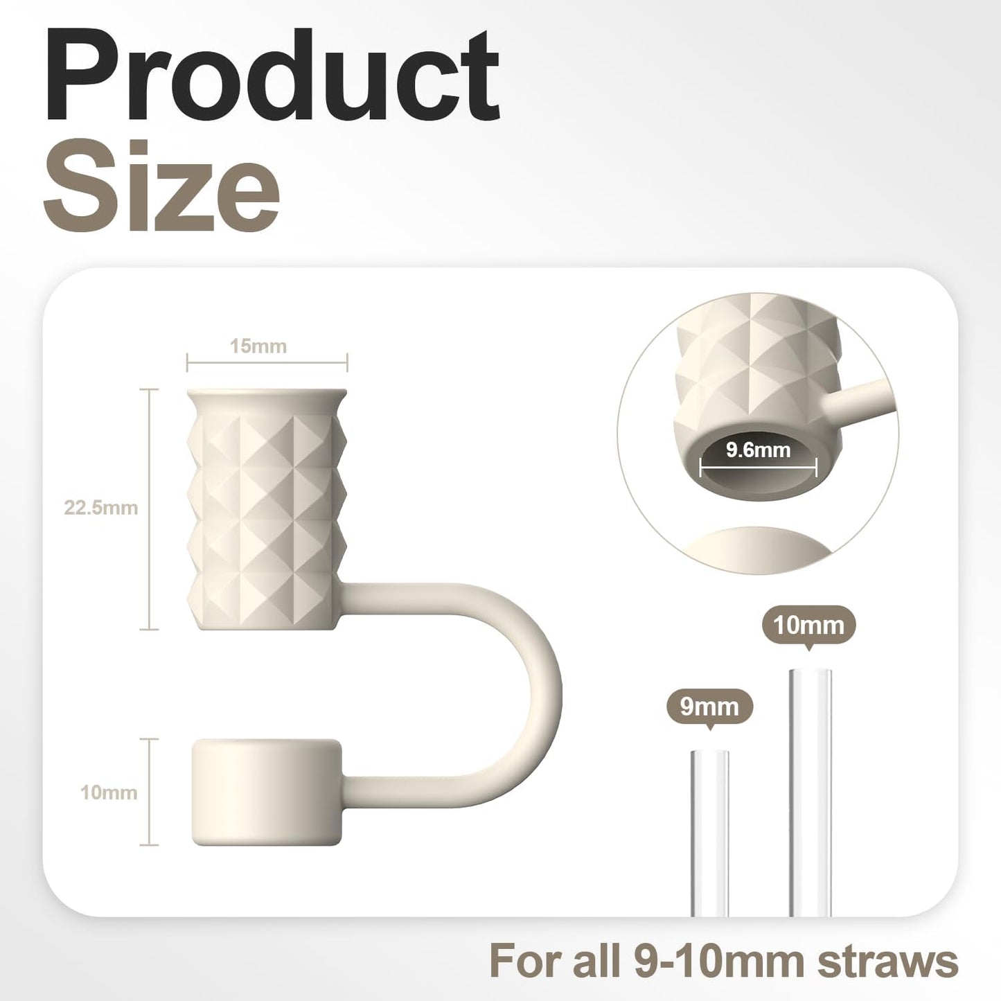 YOTIME 6Pcs Silicone Straw Covers Cap, 0.39in/10mm Straw Toppers Compatible with Stanley Cup 40 & 30 oz, Reusable Dust-Proof Cover Cap for Tumbler with Handle, Starlight