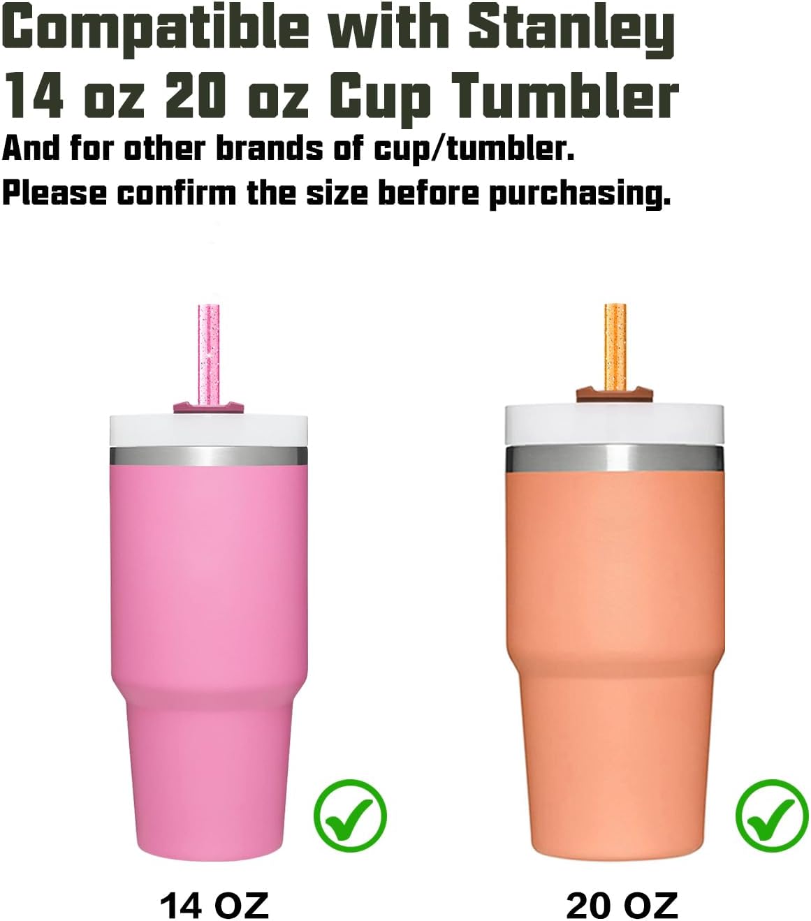 Replacement Straw Compatible with Stanley 40 oz 30 oz Cup Tumbler, 6 Pack Reusable Straw with Cleaning Brush, Plastic, Clear