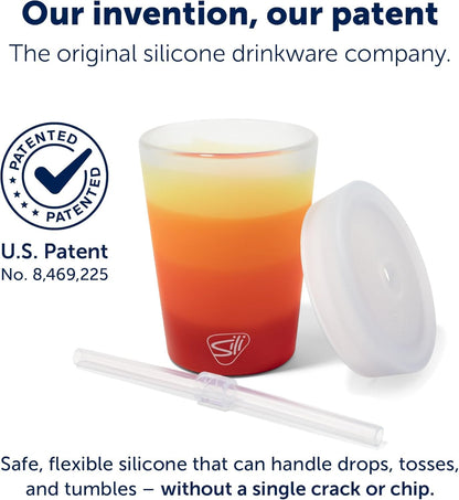 Silipint 8oz Silicone Tumbler with Straw and Lid – Unbreakable, BPA Free, Non-Toxic, Dishwasher, Microwave, Freezer Safe Tumbler Cup – Drinkware for Juice, Smoothies, Coffee (Cool Berry Crush)