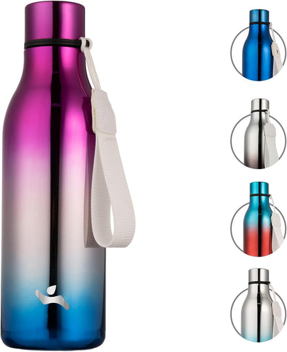 Konokyo Insulated Water Bottle with Strap,18 oz Double Wall Stainless Steel Vacuum Bottles Metal Water Flask,Macaron Green - Colors A