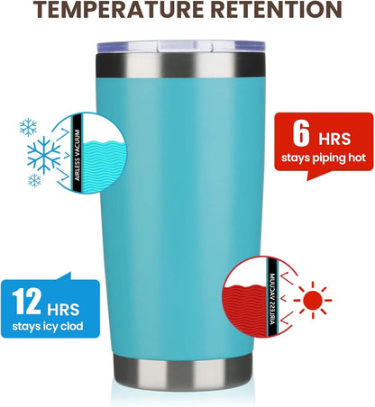 MEWAY 20oz Tumbler Cup Double Wall Vacuum Insulated Travel Mug Bulk, Stainless Steel Tumblers with Lid and Straw, Durable Powder Coated Coffee Cups for Cold & Hot Drinks (Navy, 1)