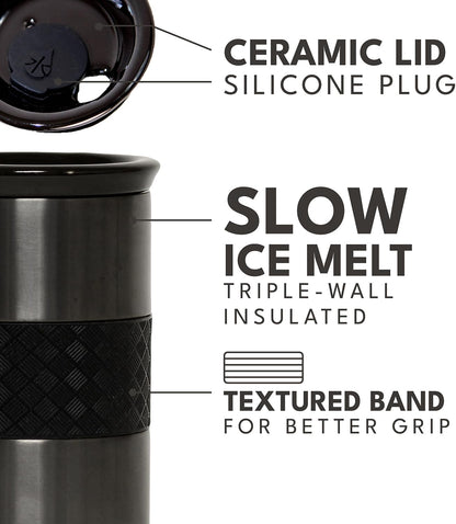 Elemental Artisan Insulated Tumbler, Triple Wall Coffee Travel Mug, Reusable Stainless Steel Coffee Tumbler with Ceramic Lid, Thermal Coffee Cups for Hot (6 Hrs) & Cold (18 Hrs), 16oz - Forest Green
