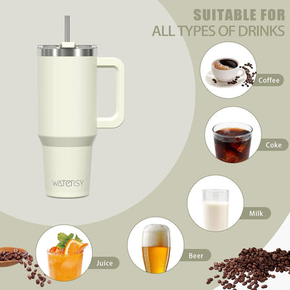 40 oz Tumbler with Handle,Tumbler with Lid and Straw,Double Wall Insulated Cup Stainless Steel Travel Mug(Cold for 34 Hours),Water Bottle for Iced Tea,Coffee,Cold Beverages(Purple)