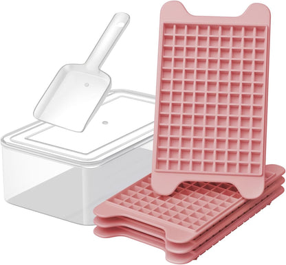 Mini Ice Cube Tray for Freezer: GGUW Nugget Ice Cube Tray with Bin - Crushed Ice Tray Making 4×117 PCS Icecube - Easy Release Iced Maker Trays